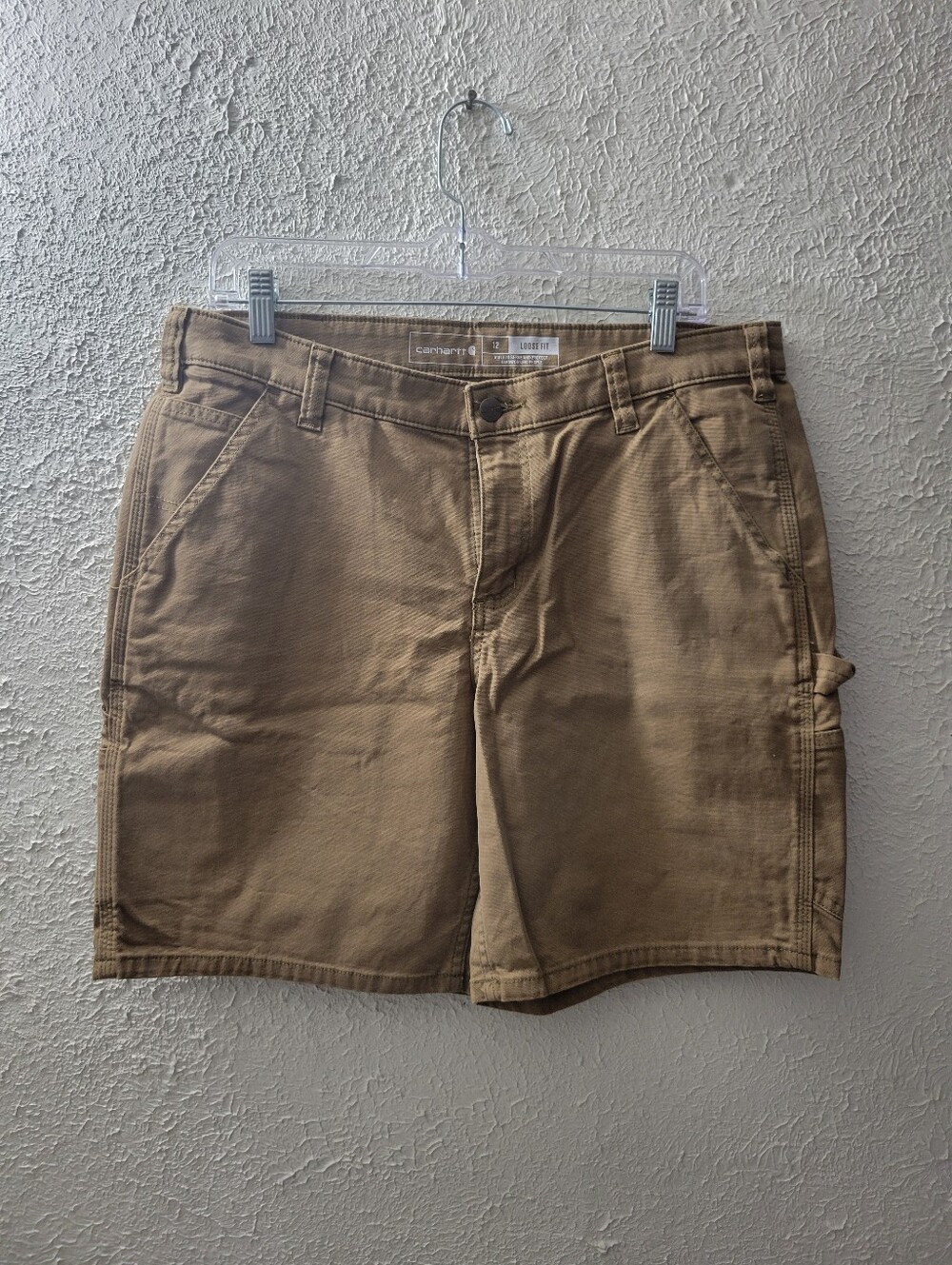 Carhartt Sz 12 Women's Shorts Loose Fit Flex Canvas Brown Work 8" Inseam